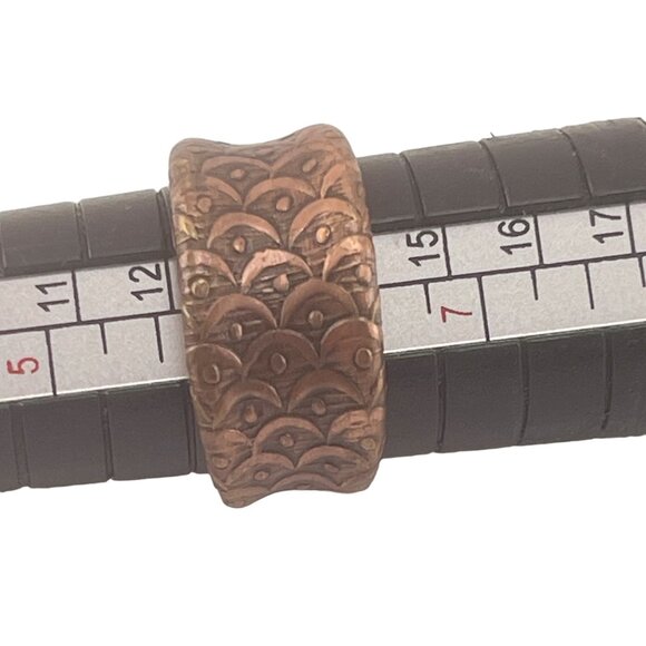 Vintage Copper Adjustable Floral Engraved Ring - Picture 8 of 10